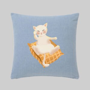 Cute Cat on Cushion Printed Pillow